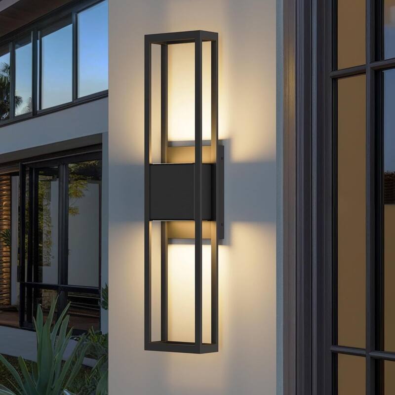 Modern Rectangle Matte Black LED Wall Sconce Outdoor Waterproof - 27.5inch
