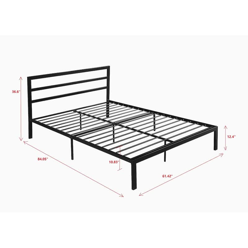 Queen Size Metal Bed with Headboard