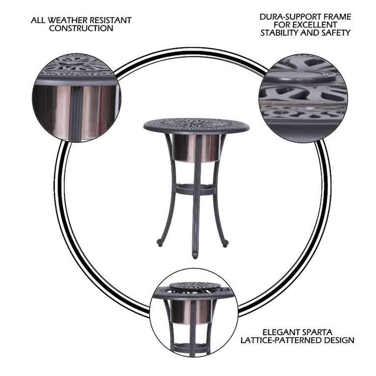 Saybrook Aluminum 22-inch Round Ice Bucket Table