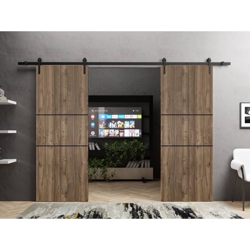 Sturdy Double Barn Door 36 x 80 with Planum 0014 Walnut with 13FT