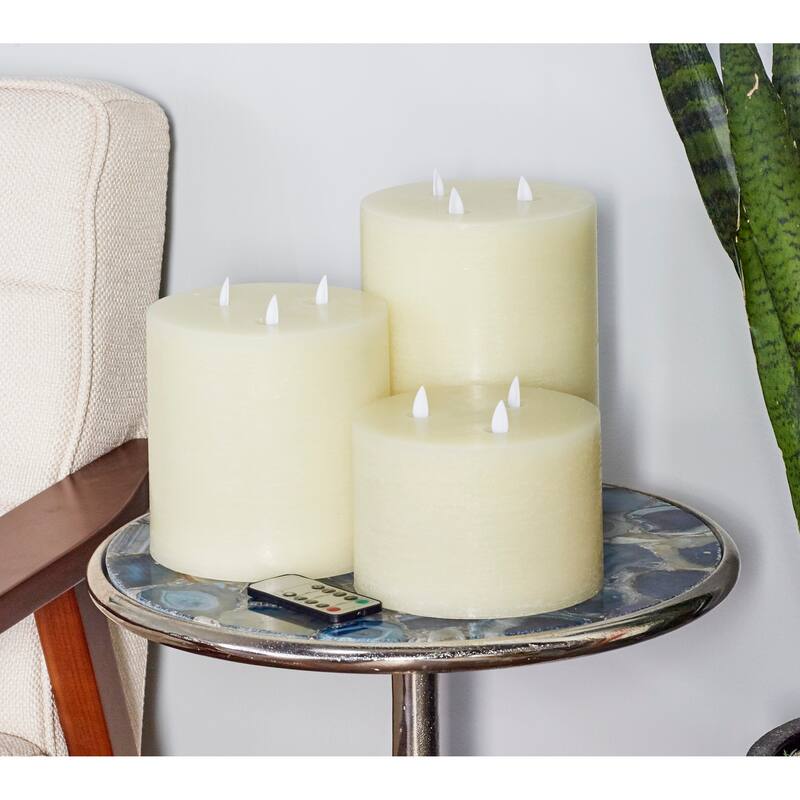 Modern Wax and Led Black Flicker Candles (Set of 3) - S/3 4", 6", 8"H - S/3 4", 6", 8"H