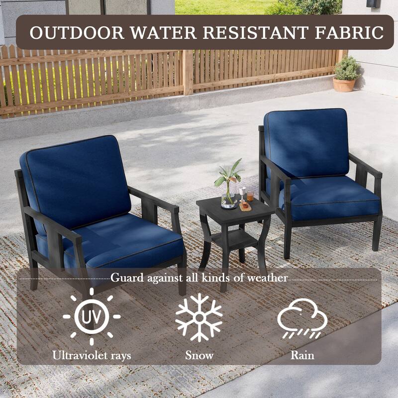 3-Piece Solid Teak Outdoor Patio Furniture Set Armchairs & Storage Table