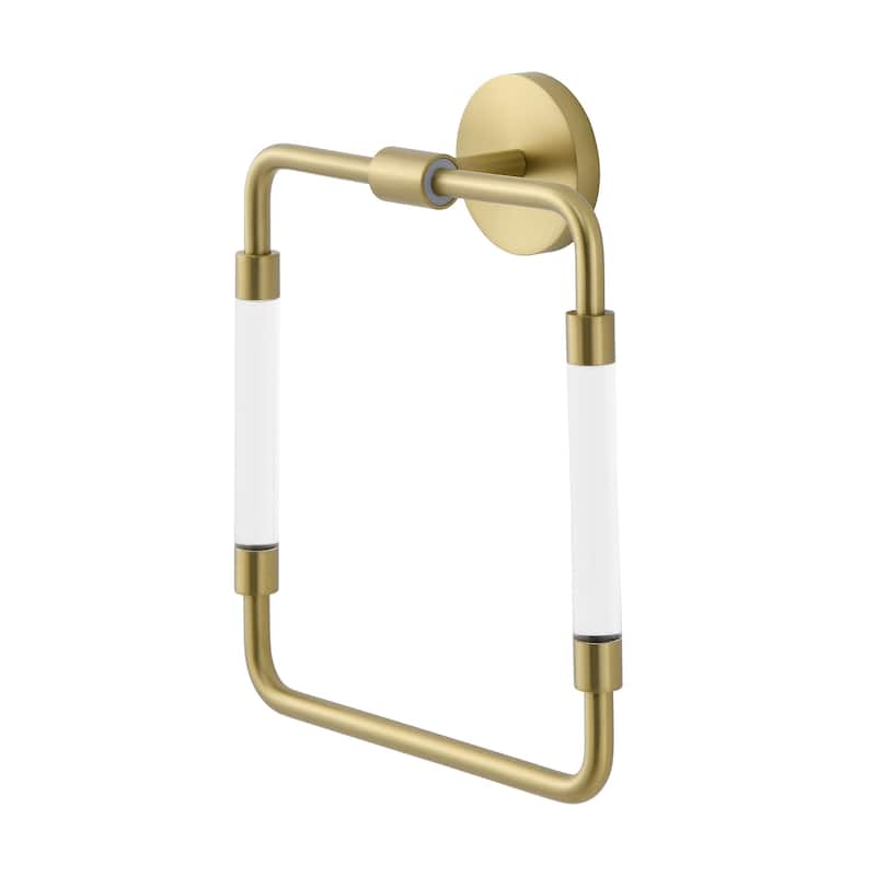 Verre Acrylic Square Towel Ring In Brushed Gold - 8.27" x 7.09" 2.36"