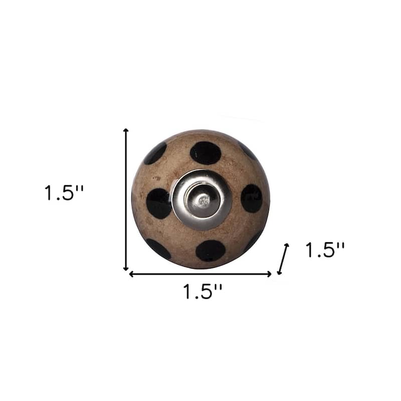 HomeRoots Set of Eight Brown And Black Ceramic And Metal Drawer Pull Knobs - 1.5' X '1.5' X '1.5