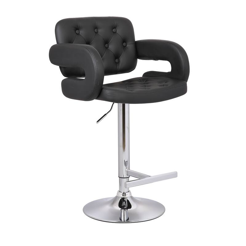 Porch & Den Coal Creek Modern Upholstered Adjustable Bar Stool - Black