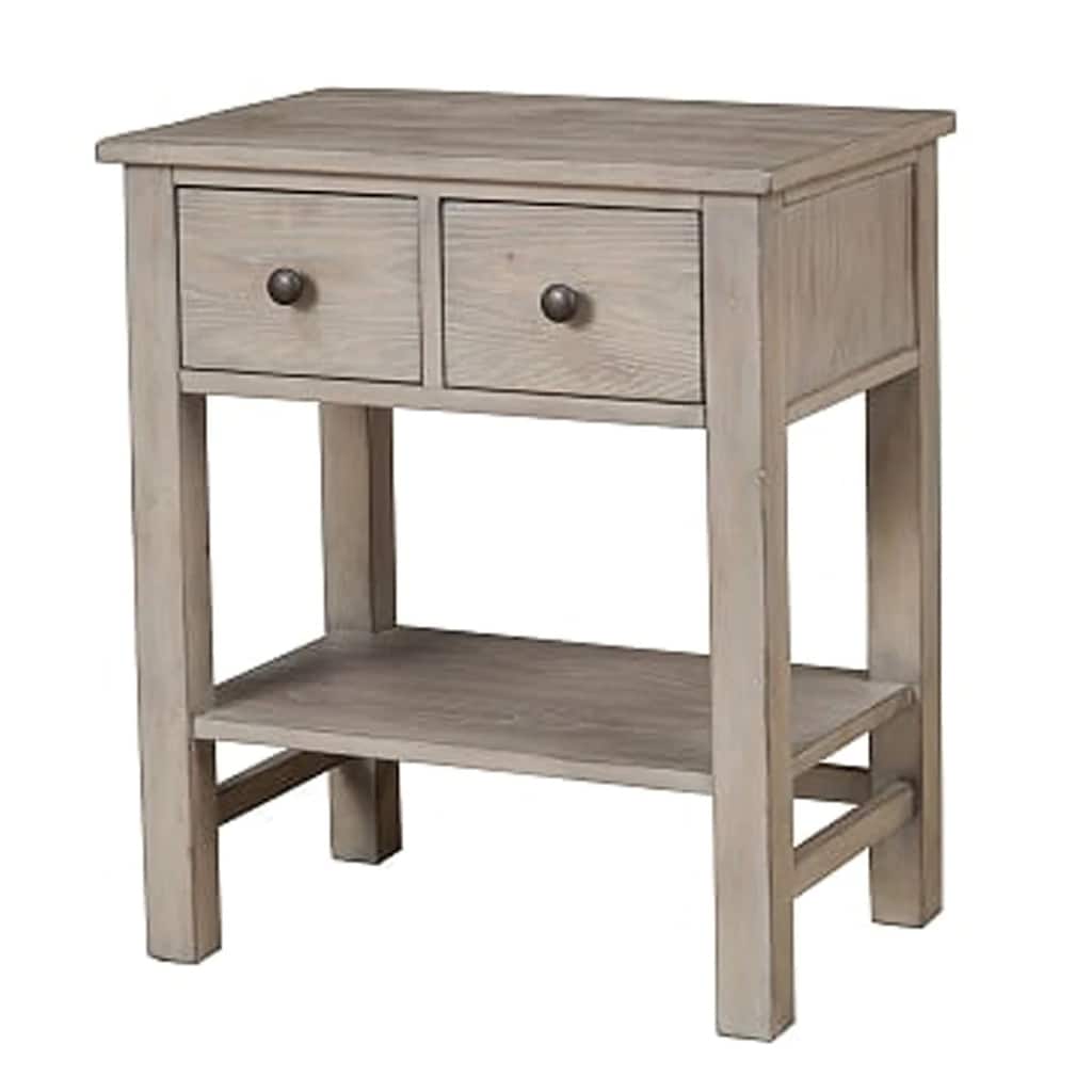 Natural Gray 2 Drawer 24 in. W Nightstand with Sturdy Hardware and Ample Storage