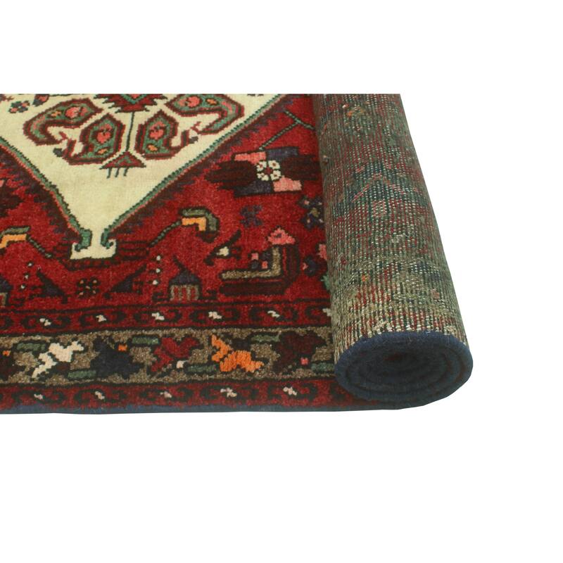 Noori Rug Fine Vintage Distressed Joey Burgundy/Ivory Runner - 3'5" x 8'11"