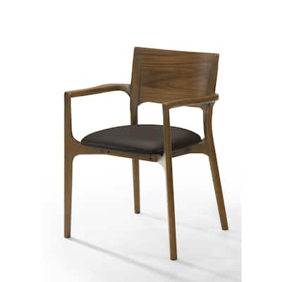 Modrest Edelman Mid-Century Modern Brown Leatherette & Walnut Dining Chair