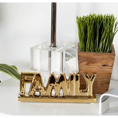 The Novogratz Multi Colored Porcelain Family Decorative Sign (Set of 2) - 8 x 2 x 3