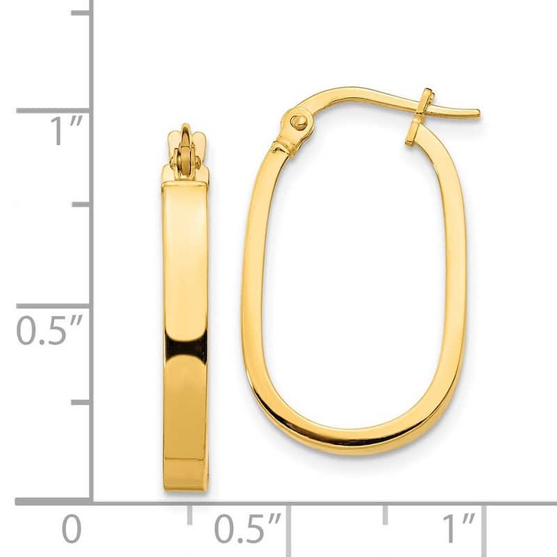 Curata 14k Yellow Gold 23.81x15.03mm Oval Hoop Earrings