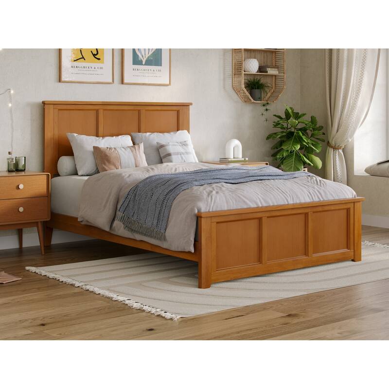 Madison Wood Low Profile Platform Bed with Matching Footboard - Light Toffee - Full