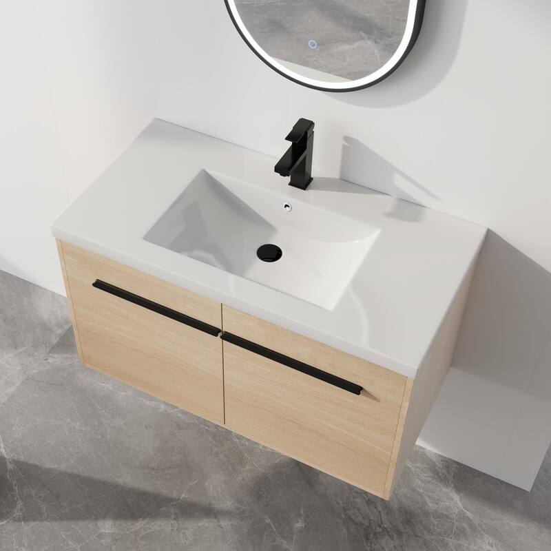 ARTCHIRLY 16/20/24/30/36 Inch Bathroom Vanity With Sink, Floating Bathroom Vanity With Soft Close Door