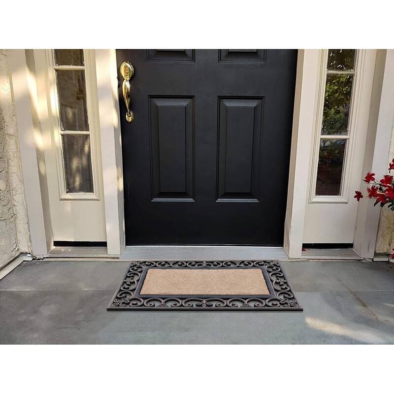 A1HC Natural Rubber & Coir Classic Paisley Border 18 in. x 30 in. Door Mat