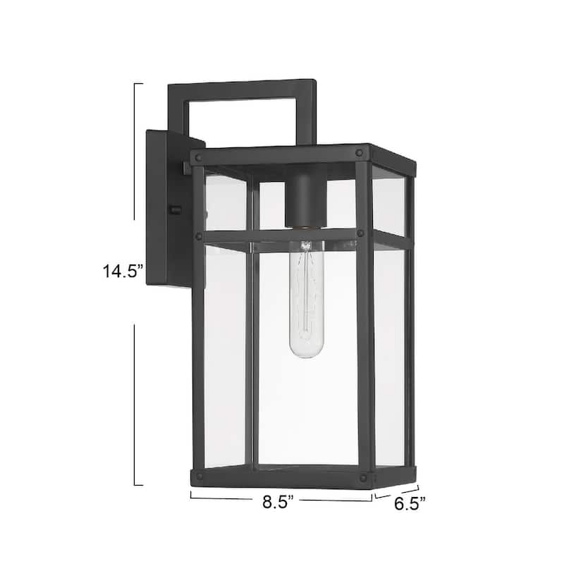 Blake Metal and Clear Glass Paneled Wall Mounted Outdoor Light - 8.5"L x 6.5"W x 14.4"H