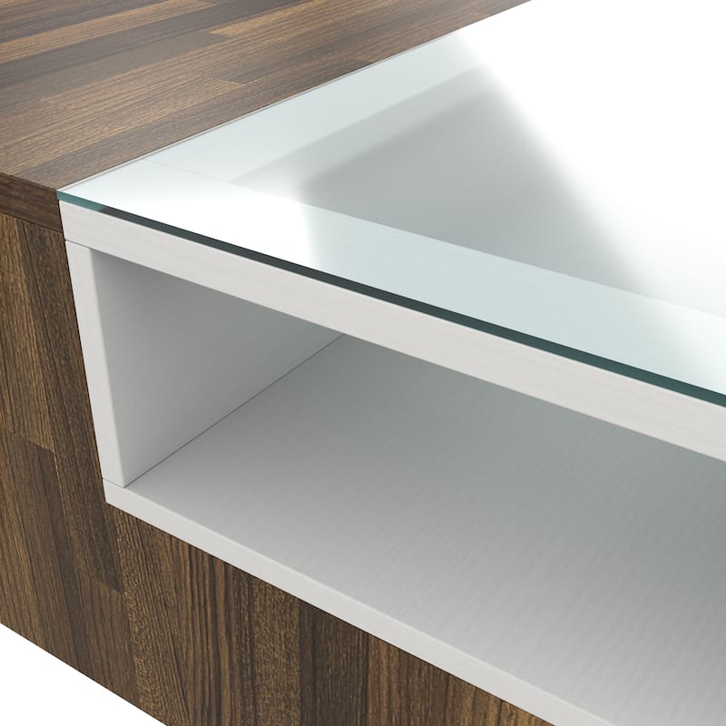 DH BASIC Modern Light Hickory 47-inch Two-tone 3-shelf Coffee Table by Denhour