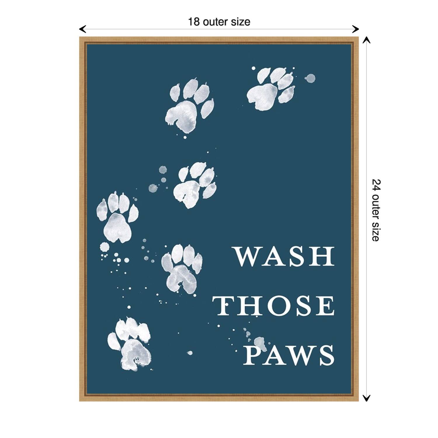 Wash Your Paws I Dog by Grace Popp (18 x 24 in.), Framed Canvas Wall Art Print Sylvie Maple