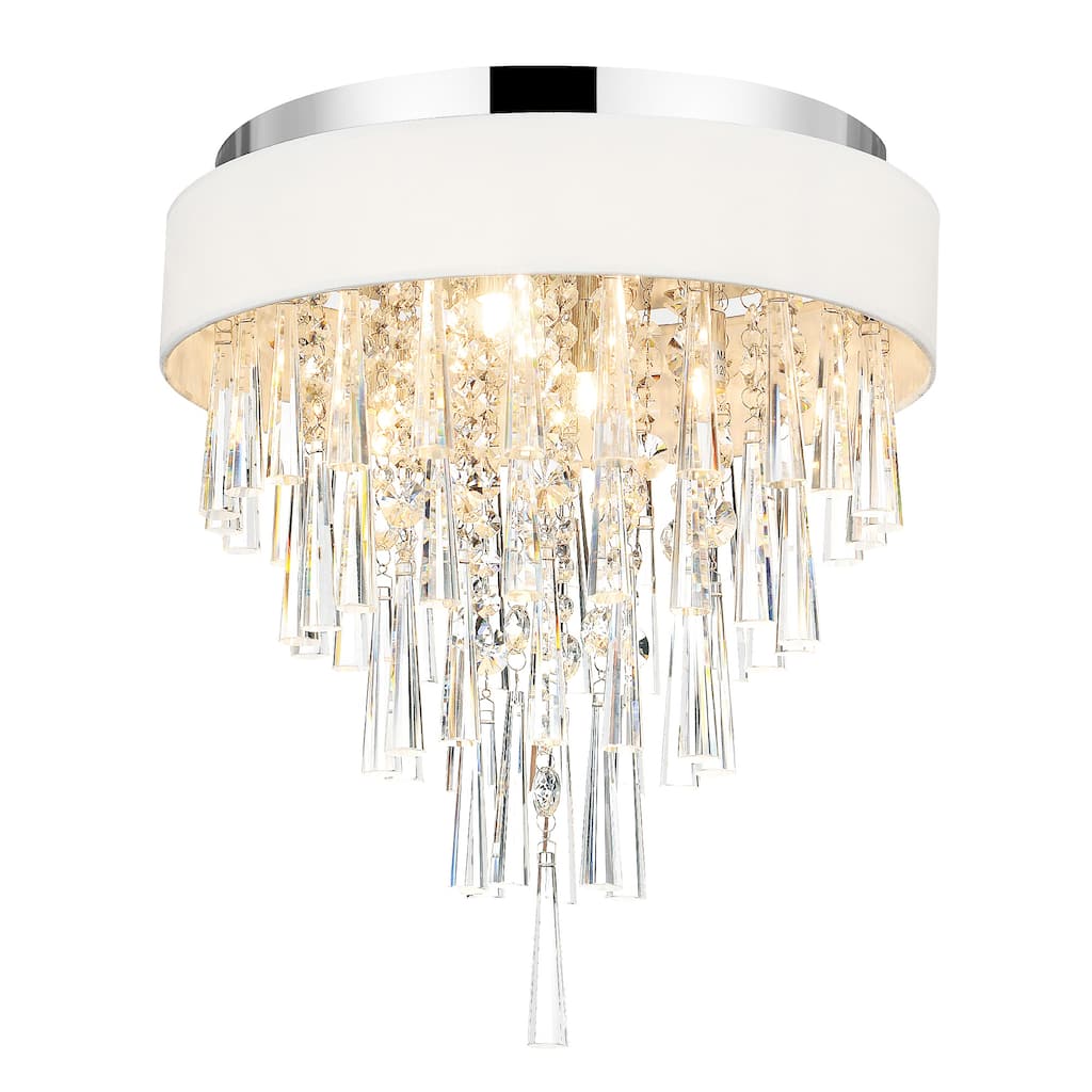 Franca 4 Light 16in Chrome Flush Mount with Off White Shade
