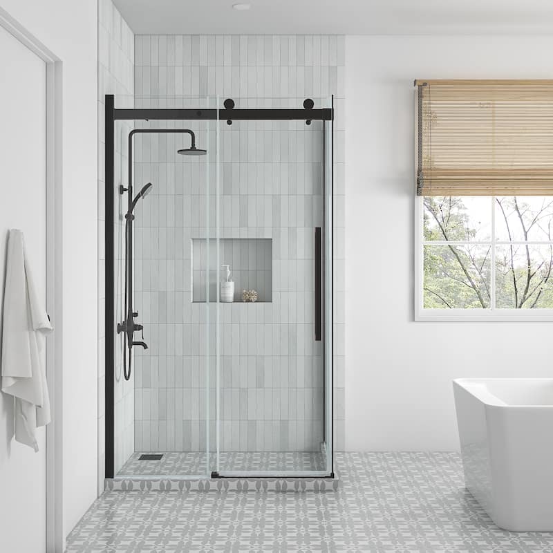Bel Soft-Close Frameless Sliding Soft Close Shower Door - 48" - Oil Rubbed Bronze