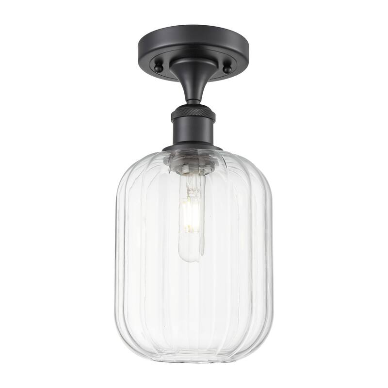 Innovations Lighting Endless Possibilities Ballston - Preston - 1 Light 7" Jar Shade Semi-Flush Mount - Clear/Matte Black