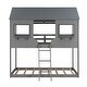 preview thumbnail 13 of 11, Twin Over Twin Bunk Bed Wood Bed with Roof and Window