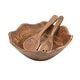 preview thumbnail 1 of 11, Gibson Home Sandhurst 3-Piece Acacia Wood Salad Bowl Set - 12-Inch Scalloped Serving Bowl with Wooden Salad Servers