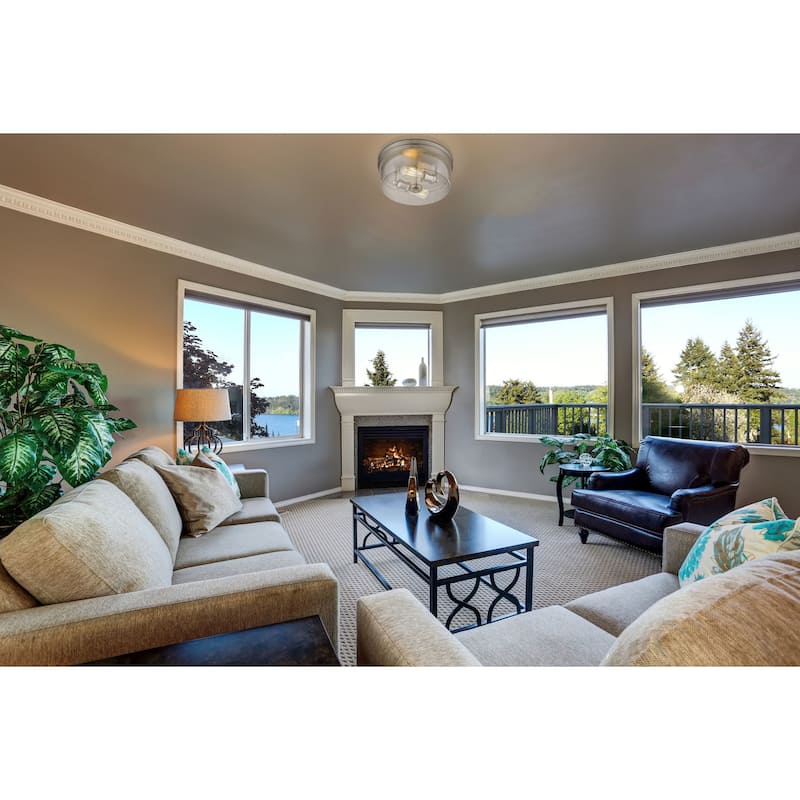 Bellevue Trigvey 2 Light 13" Wide Flush Mount Drum Ceiling Fixture