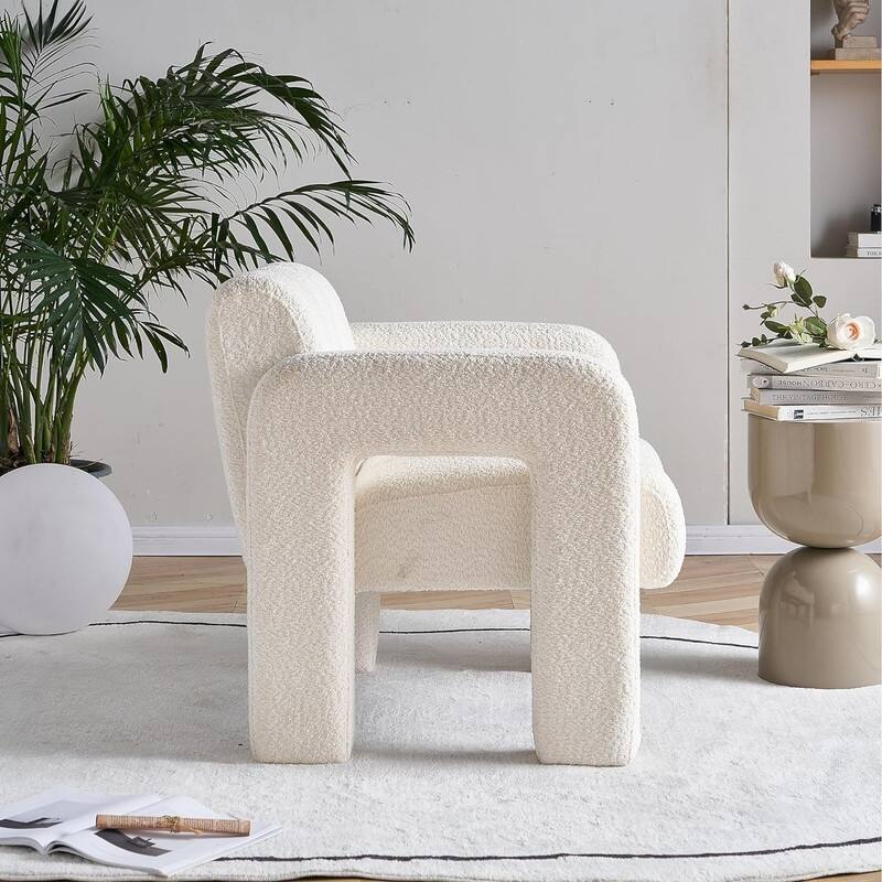 31.10" Wide Boucle Upholstered Accent Chair, Modern Comfy Single Lounge Armchair for Living Room, Bedroom, Apartment