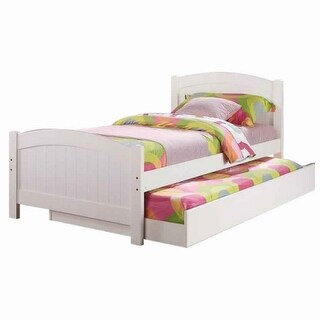 Stylish Twin Bed With Trundle,White