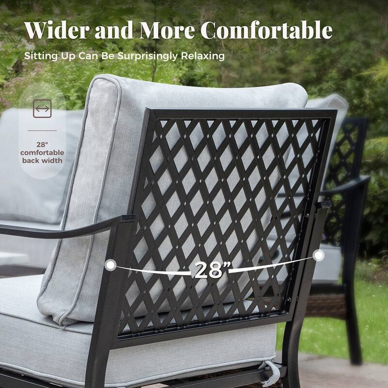 MAISON ARTS 4-Seat Patio Conversation Sets with 2 Rocking Sofa Chairs, 1 Loveseat Sofa and 1 Coffee Table