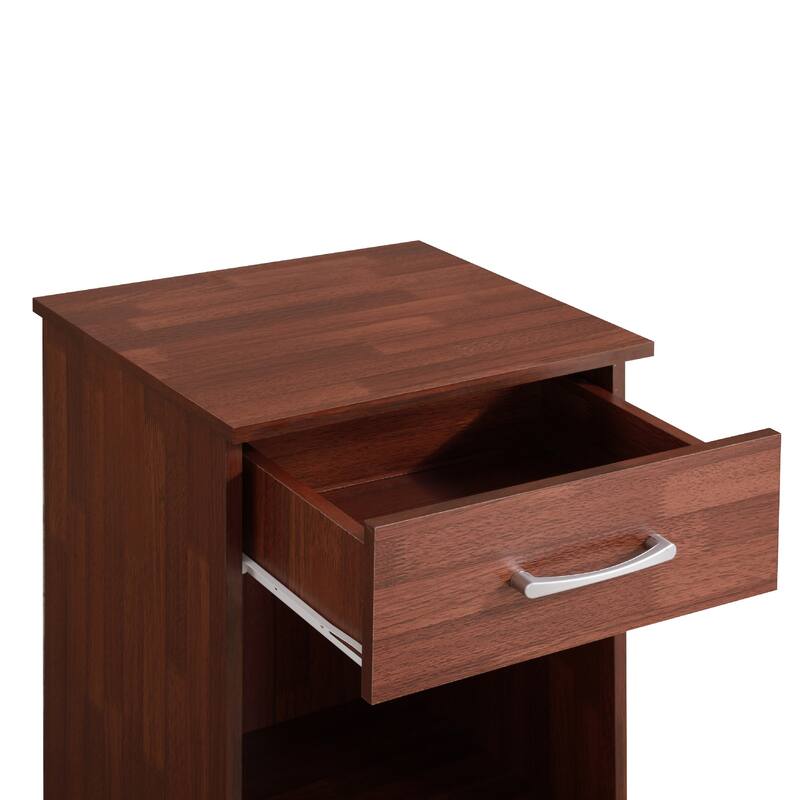 1-Drawer Nightstand with Open Shelf - 24" - Brown