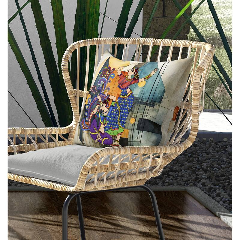 Grace in Motion Indoor/Outdoor Reversible Throw Pillow Orange and Blue
