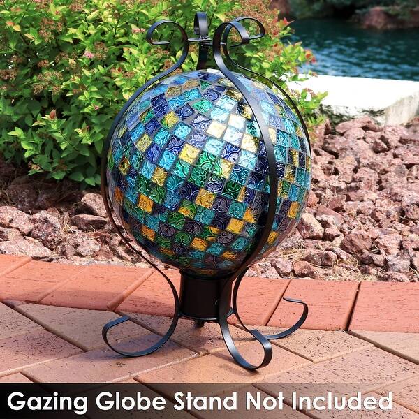 12 Gazing Ball Wind Spinners, Single Colors, Metal Garden Art