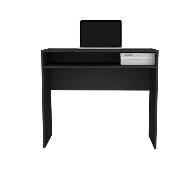 Contemporary Writing Desk with Minimalist Style, Extra Storage Shelf, and Water-Resistant Top for Versatile Use