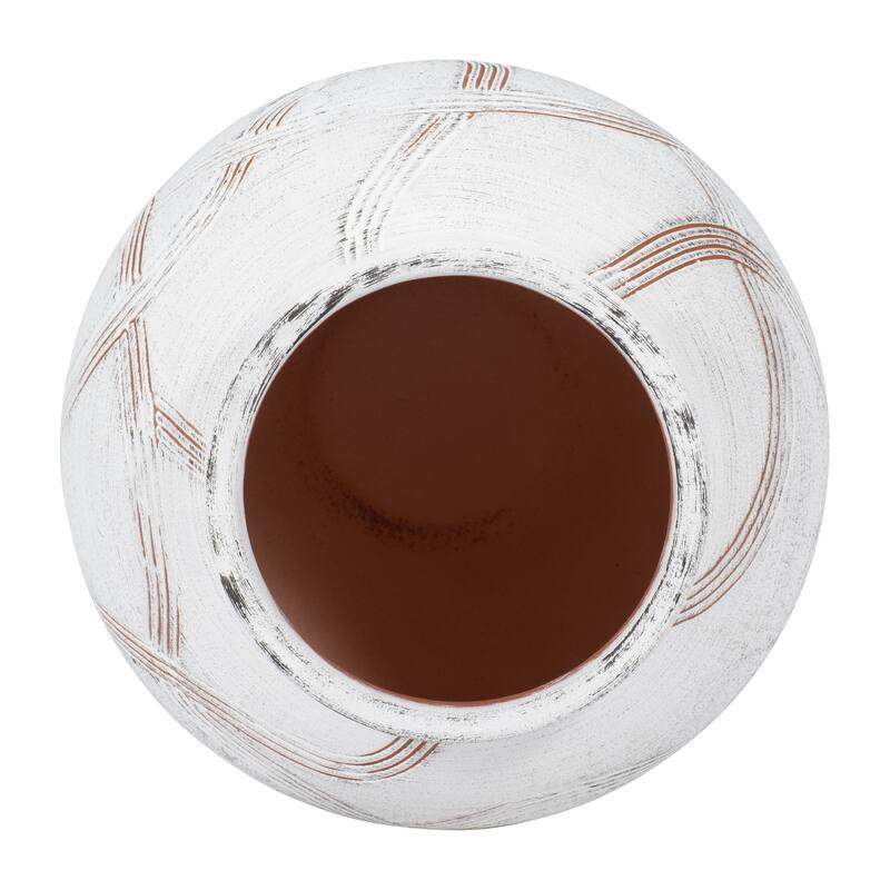 Sagebrook Home Natural Textured Ceramic Round Global Vase, White,