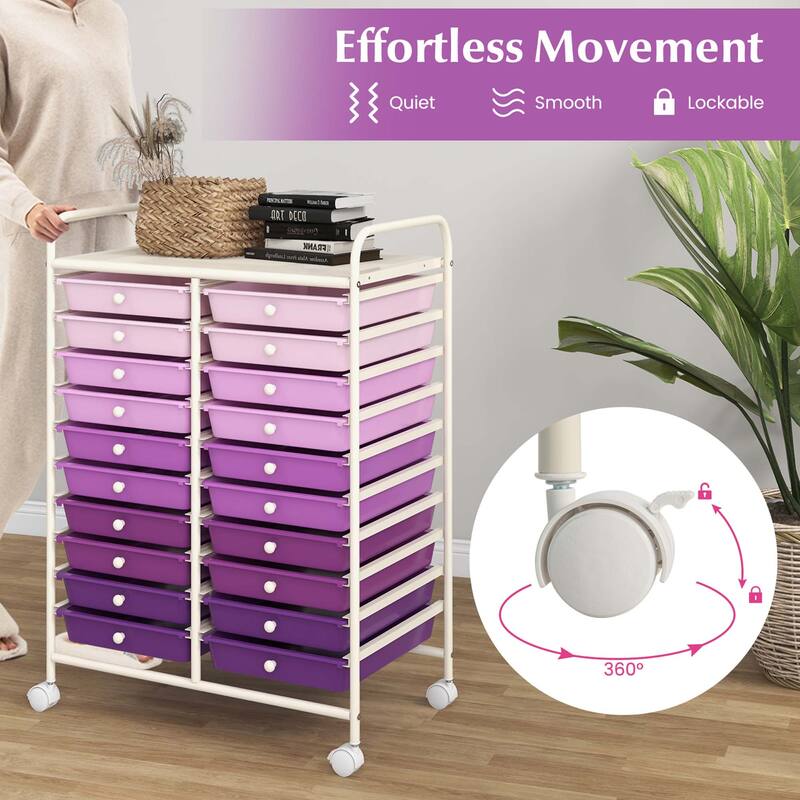Costway 20 Drawers Rolling Cart Storage Scrapbook Paper Studio - See Details