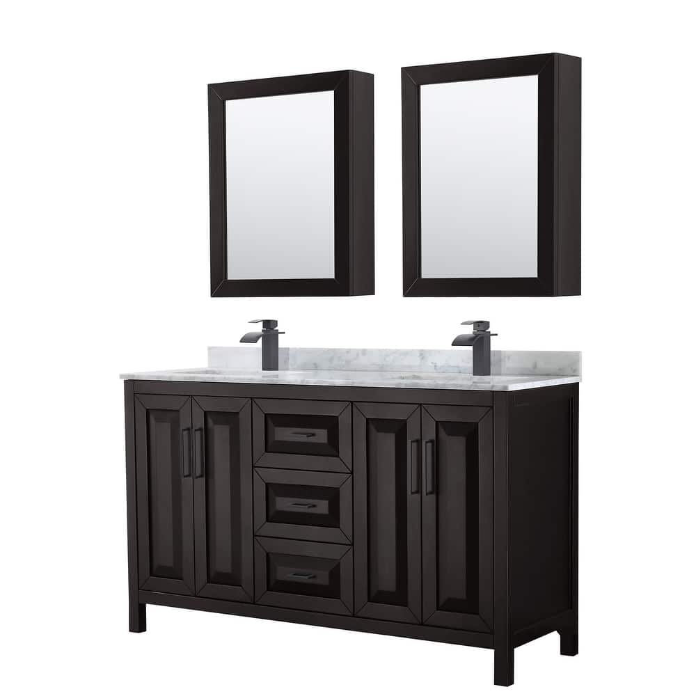 Wyndham Collection Daria 60" Free Standing Double Vanity Set with MDF