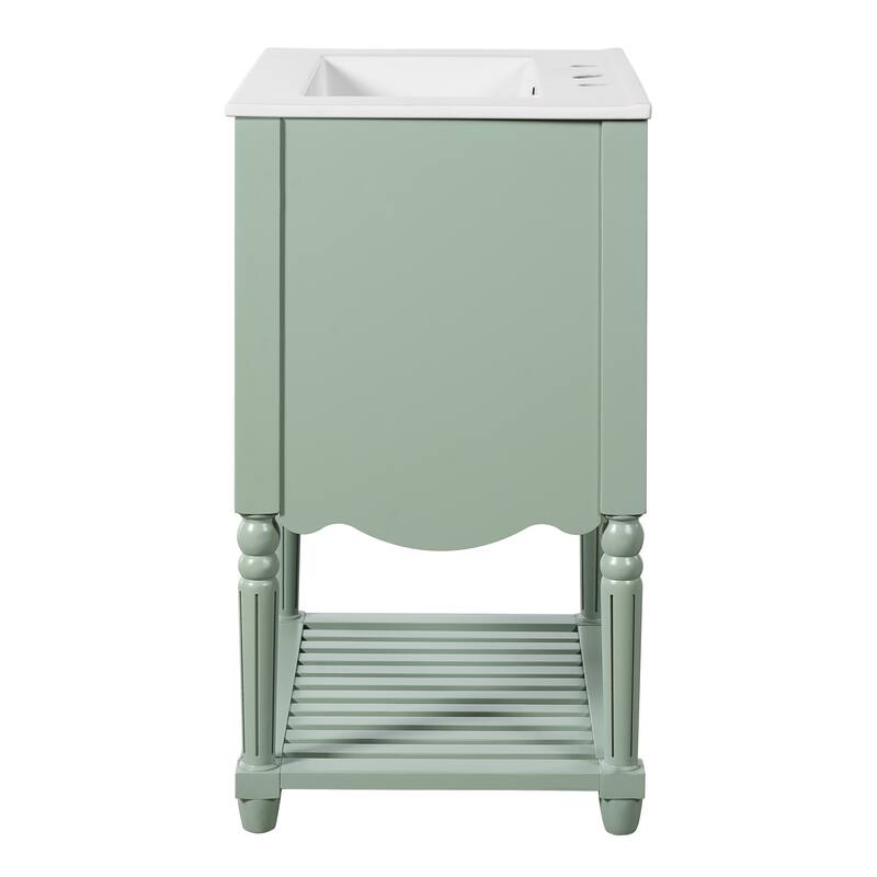 24" Bathroom Vanity with Ceramic Sink, Drawers and an Open Shelf