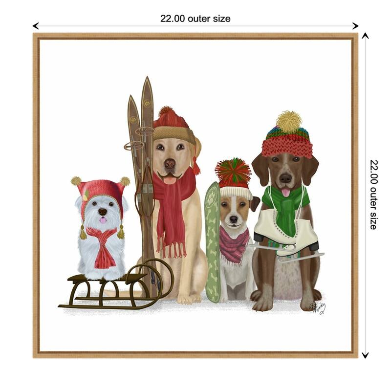 Christmas Dogs Winter Sports Fans by Fab Funky Framed Canvas Wall Art