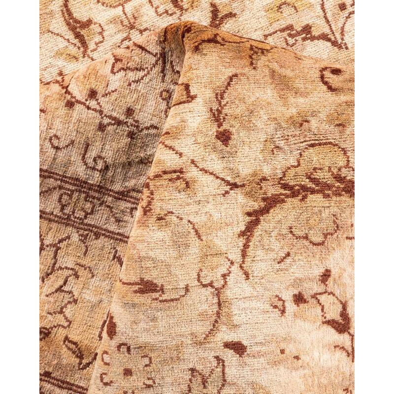 Overton Hand Knotted Wool Vintage Inspired Modern Contemporary Overdyed Beige Area Rug - 4' 2" x 6' 3"