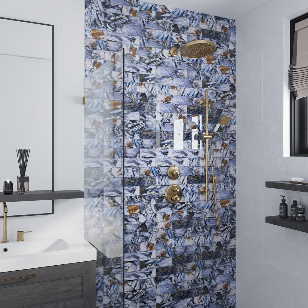 Apollo tile 3" x 12" Carnelian Glossy Brown Blue Glass Tile (5 sq ft/case) - 20 Pack