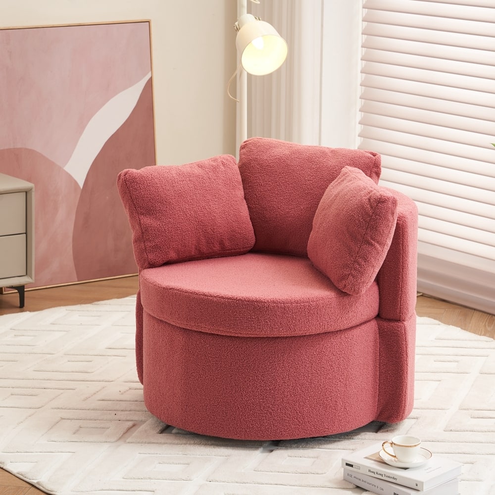 Swivel And Storage Chair With Back Cushion For Living Room
