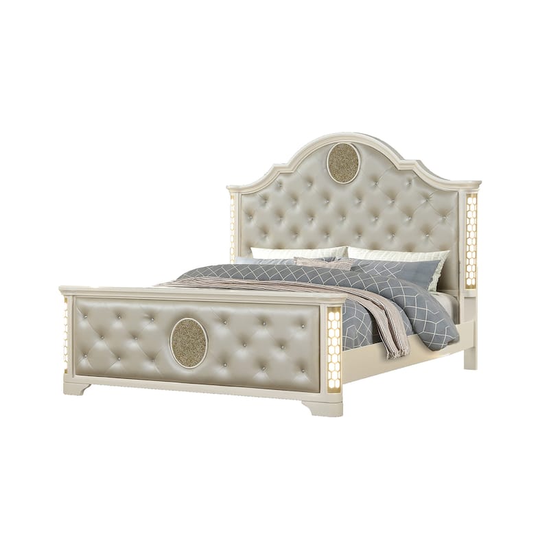 Jasmine Traditional Style 4PC/5PC LED Vanity Bedroom Set Made with Wood