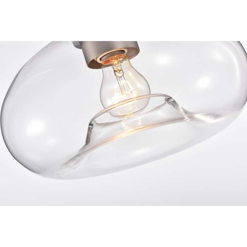 Amin Matte Satin Nickel 1-Light Metal & Glass Bowl Shade Semi-Flush Mount