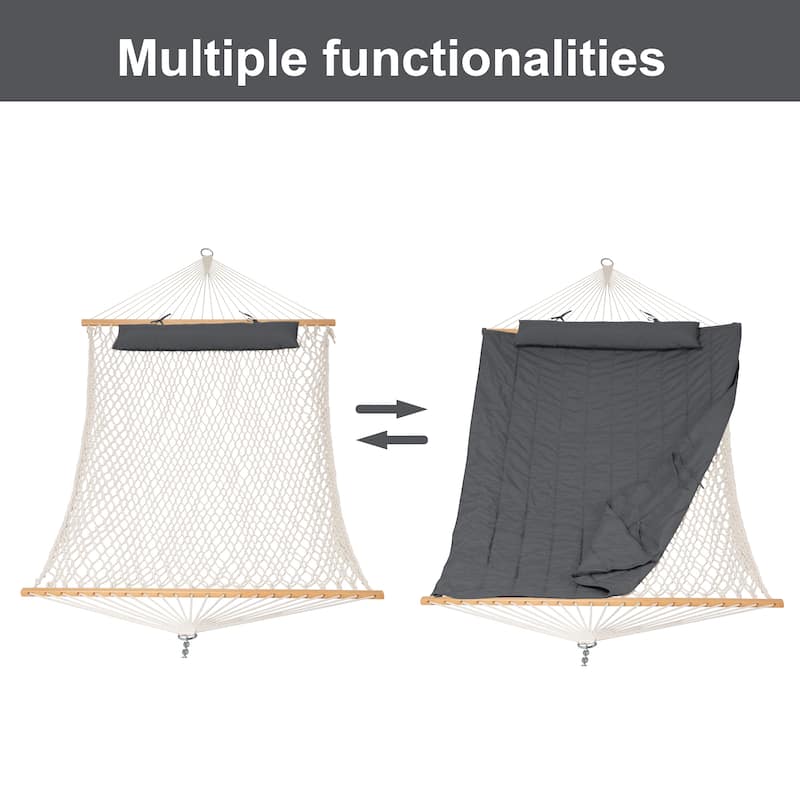 Outdoor Rope Hammock with Polyester Pad, 475 lbs Capacity