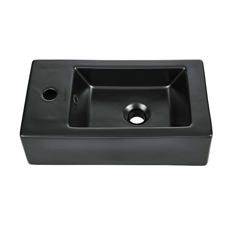 Voltaire Rectangular Ceramic Wall Hung Sink With Left Side Faucet Mount