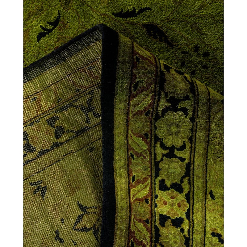 Overdyed One-of-a-Kind Hand-Knotted Area Rug - Green - 10' 2" x 13' 7"