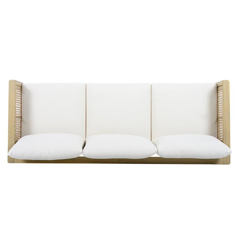 Christopher Knight Home - Modern 5-Piece Outdoor Acacia Wood and Wicker Conversation Set with Removable Cushions & Coffee Table