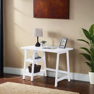 Contemporary Wood Writing Desk with Storage