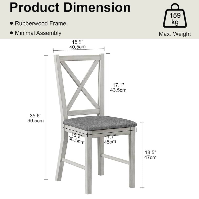 Javlergo Farmhouse Dining Chairs Set of 2/4/6, Kitchen Chairs with Square Back, 100% Solid Wood Legs Side Chairs