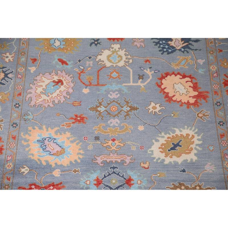 Blue Oushak Oriental Area Rug Handmade Bedroom Wool Carpet - 8'0" x 9'9"